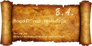 Bogdányi Abdiás névjegykártya